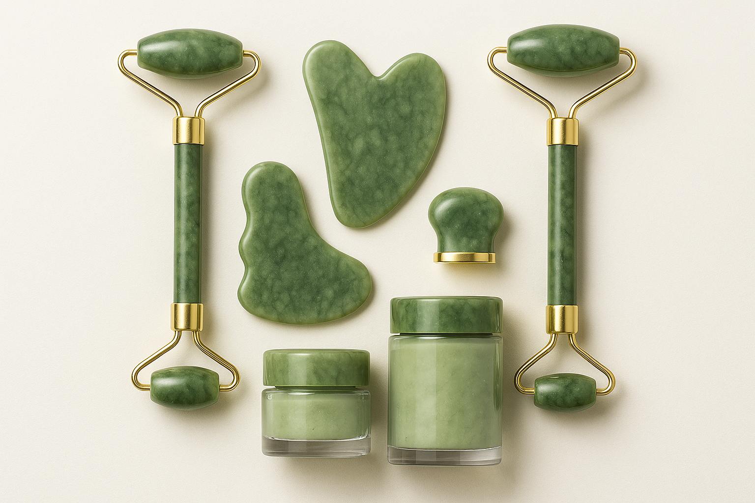 Full Jade Roller & Gua Sha Set – 6 Items